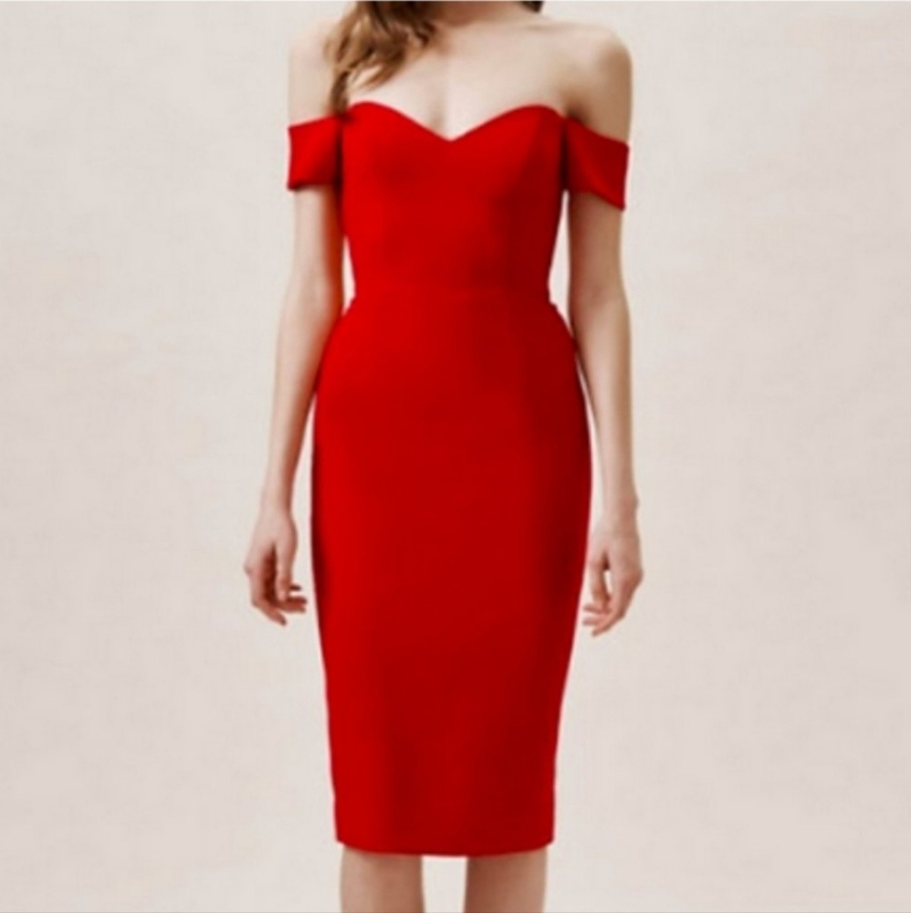 Dress The Population Bailey Red Off Shoulder Dress Size XS Bodycon